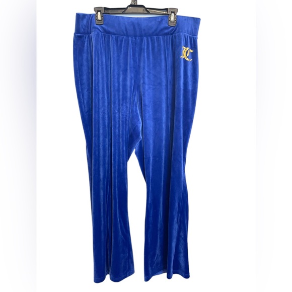 Juicy Couture Velvet Blue Slit Sides Wide Leg Pull on Sweatpants Size 1x - Picture 2 of 15